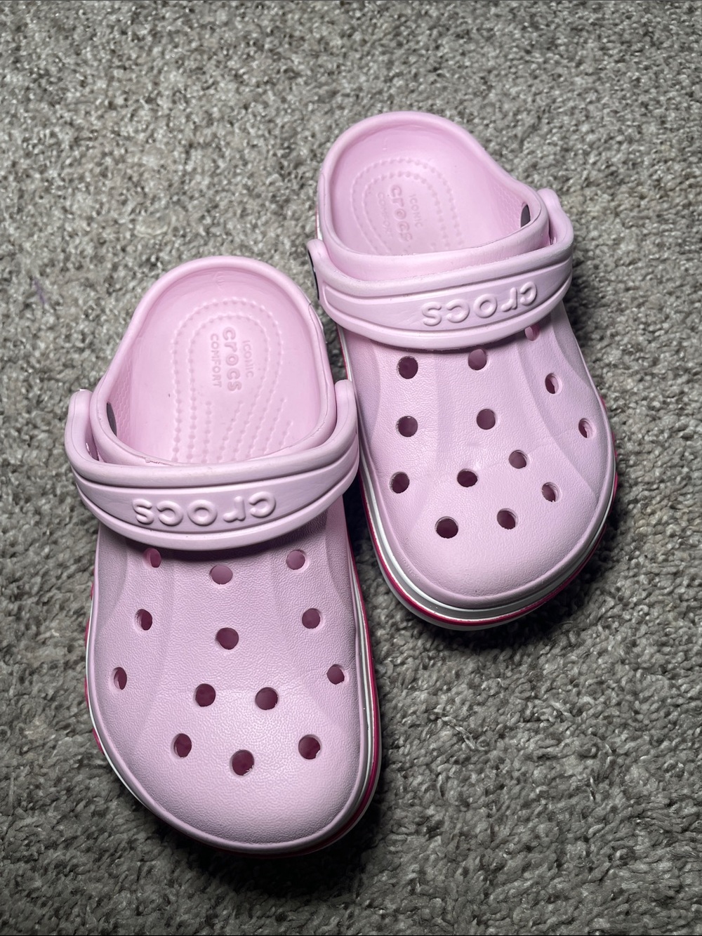 CROCS Kids' Light Pink Clog with Pink Trim BAYABAND STYLE - 10c - Picture 3 of 9